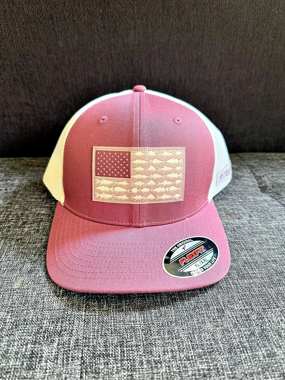 Columbia PFG Fish Flag Mesh Ball Cap Red & White